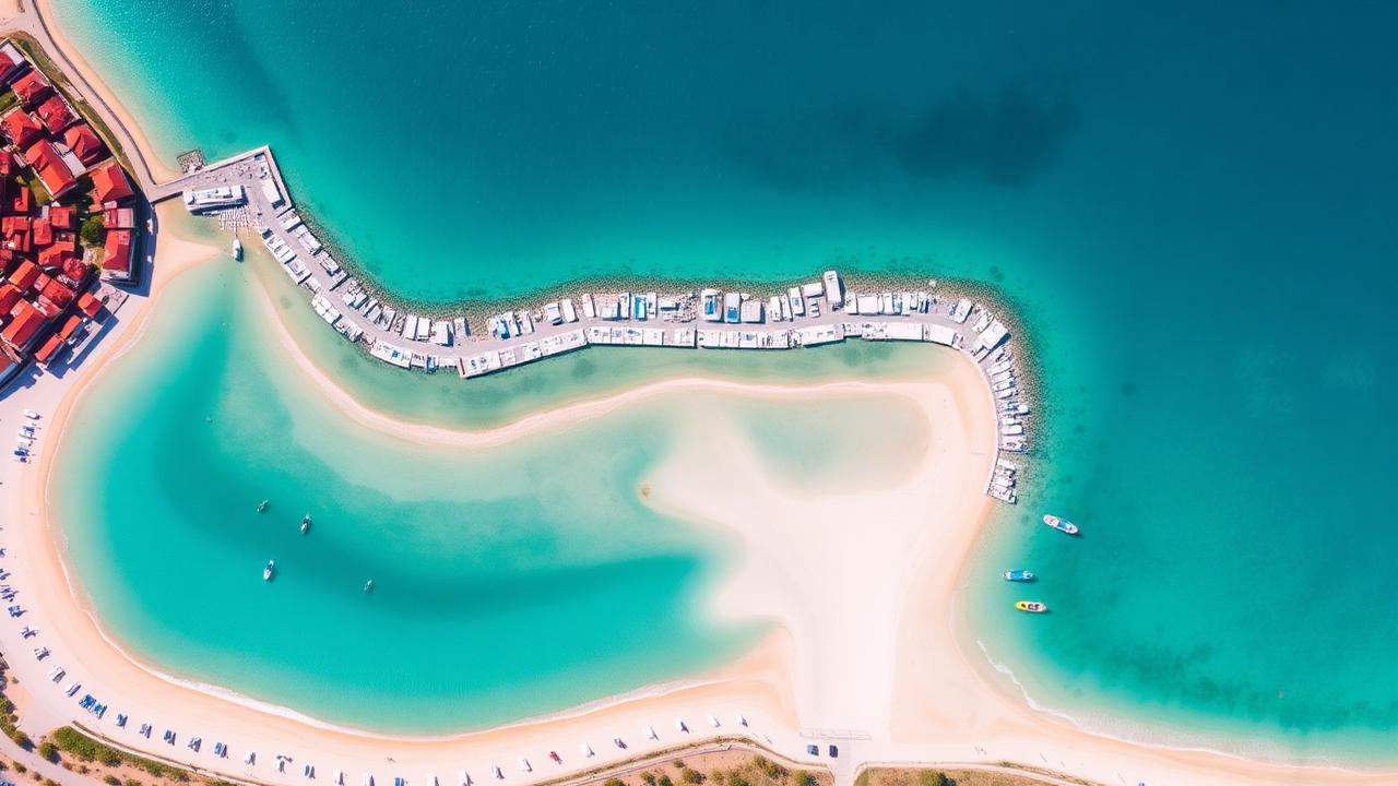 Beautiful turquoise Aegean sea at Altinkum beach, Didim, Turkey